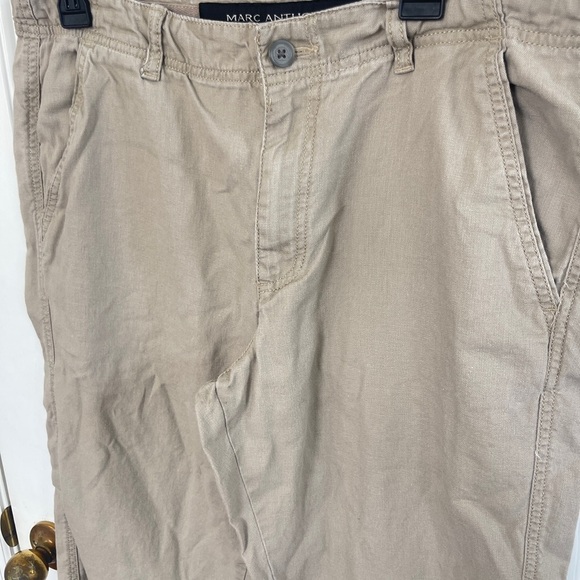 Marc Anthony Linen Pants Men 34X30 Beige Khakis Chinos Slacks Trousers Beach - Picture 3 of 7
